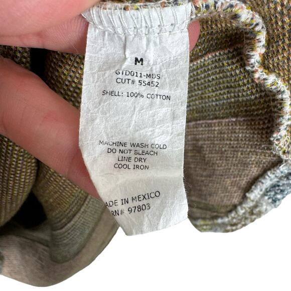 Green Envelope Terry Cloth Striped Neutral Pastel 3/4 Bell Sleeve Knit Top Sz M - Picture 5 of 5